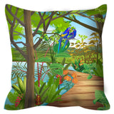 Blue Parrots Out Door Pillow