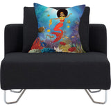 Black Mermaid with Afro Outdoor Pillow