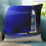 Lighthouse at Night Outdoor Pillow