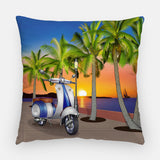 Blue Scooter Outdoor Pillow