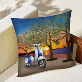 Blue Scooter Outdoor Pillow
