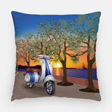 Blue Scooter Outdoor Pillow