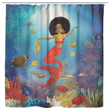 Afro Mermaid Shower Curtain