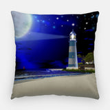 Lighthouse at Night Outdoor Pillow