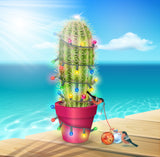 Cactus Holiday Tree Outdoor Christmas Pillow