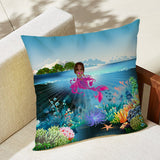 Black Mermaid Outdoor Pillow