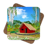 Red Barn Coaster Set