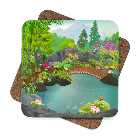 Koi Pond Garden Coaster Set