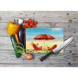 Red Beach Umbrella Glass Cutting Board