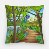Blue Parrots Out Door Pillow