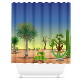 My Cacti Landscape (Blue & Yellow Sky) Shower Curtain