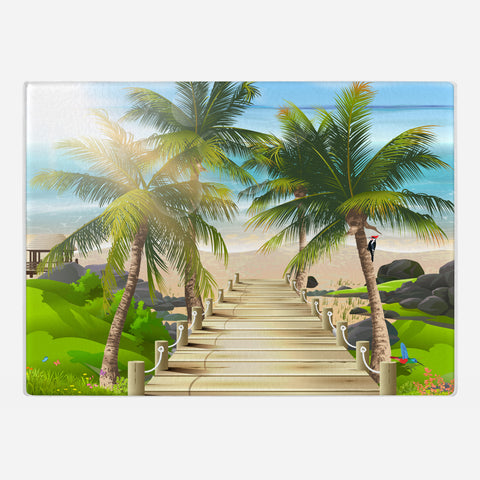 Path to the Beach Moments Glass Cutting Board