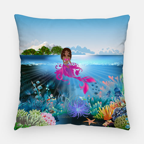 Black Mermaid Outdoor Pillow