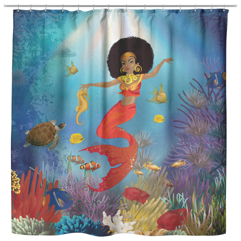 Afro Mermaid Shower Curtain