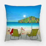 Beach Please Tropical Outdoor Christmas Pillow