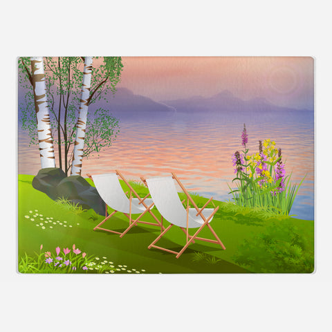 By The Lake Glass Cutting Board
