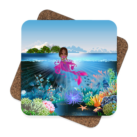 Brown Girl Mermaid Coasters