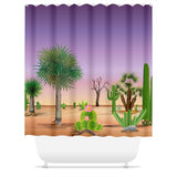 My Cacti Landscape (Purple Sky) Shower Curtain
