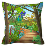 Blue Parrots Out Door Pillow
