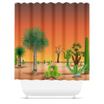 My Cacti Landscape (Orange Sky) Shower Curtain