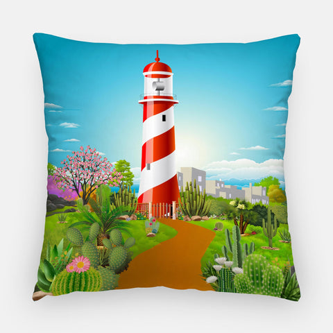 Lighthouse Cacti Garden Outdoor Pillow