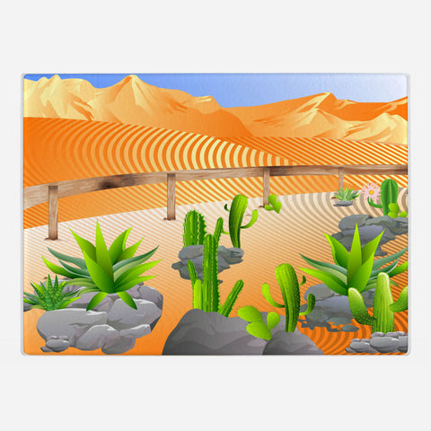 Cacti and Succulents Glass Cutting Board