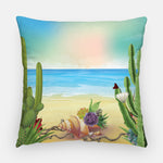 Succulents and Seashells Outdoor Pillow