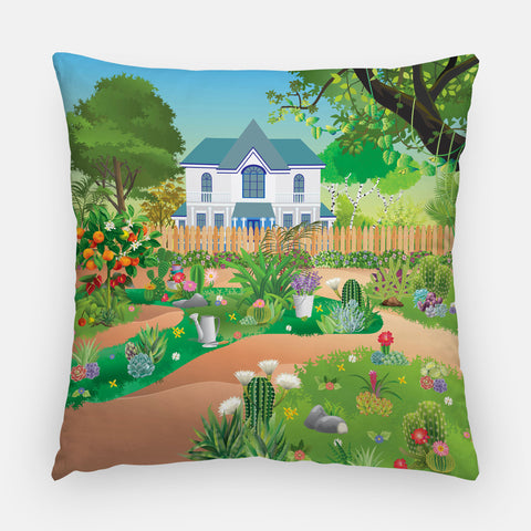 Succulent Landscape Outdoor Pillow