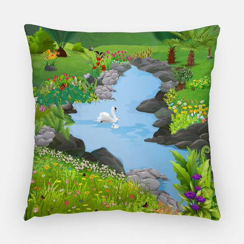Swan Lake Outdoor Pillow
